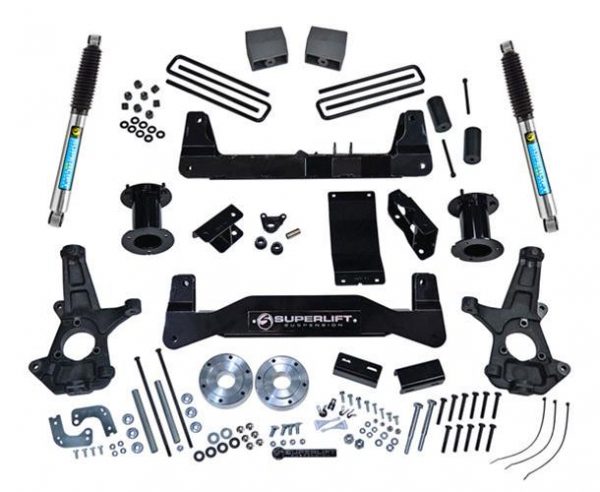 SuperLift 6.5″ Lift Kit 2014-2018 Chevy Silverado GMC Sierra 1500 2WD Aluminum/Stamped Steel Arms Bilstein Shocks